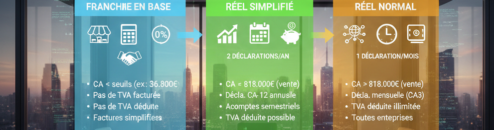 TVA  le guide complet Franchise, Réel simplifié, Réel normal